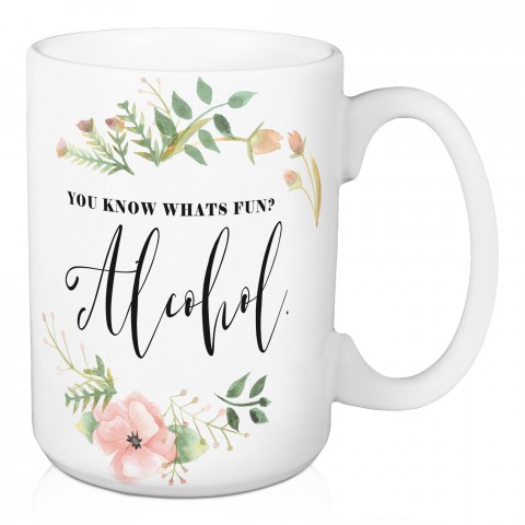 Alcohol is Fun Pink Floral 15 oz Mug