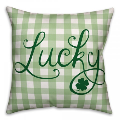 Green Buffalo Check Lucky 18x18 Spun Poly Pillow