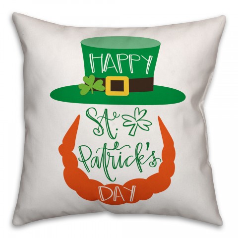 Happy St. Patrick's Day Leprechaun  18x18 Spun Poly Pillow