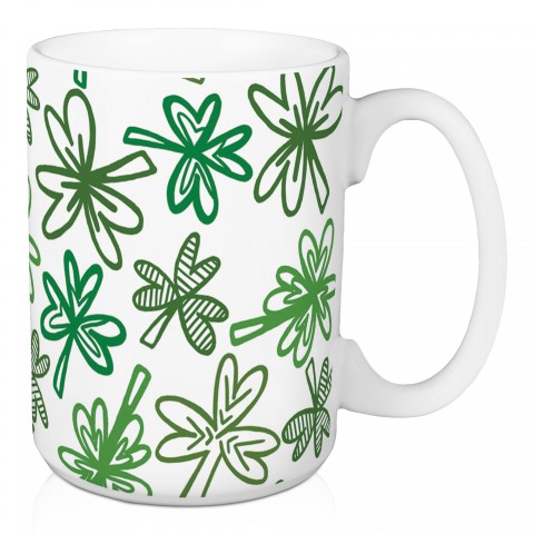 Green Shamrocks 15 oz Mug