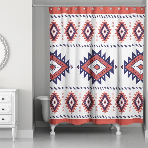 Rust Southwest Tribal Pattern 71x74 Shower Curtain