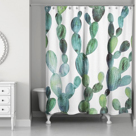 Watercolor Cactus 71x74 Shower Curtain