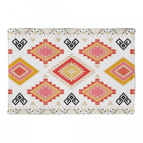 Coral and Mustard Tribal Pattern 2x3 Area Rug