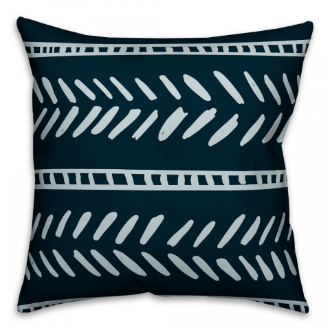 Blue Box & Dash Pattern 18x18 Spun Poly Pillow