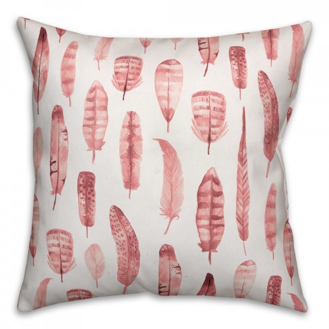 Watercolor Feathers 18x18 Spun Poly Pillow