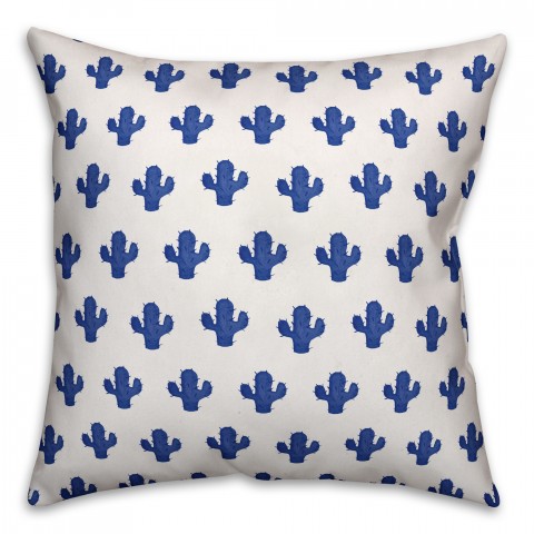 Blue Watercolor Cacti 18x18 Spun Poly Pillow