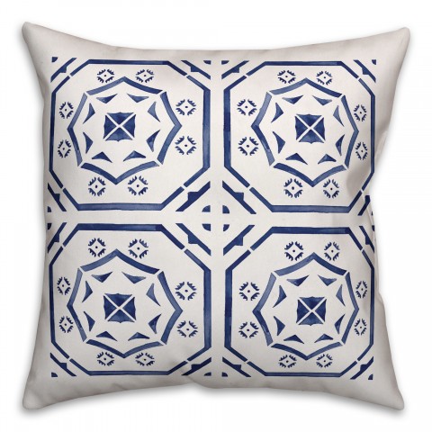 Blue Watercolor Tile 26x26 Spun Poly Pillow