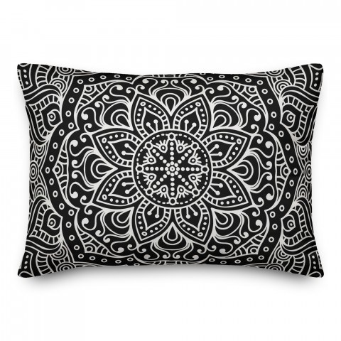 Black and White Boho Pattern 14x20 Spun Poly Pillow