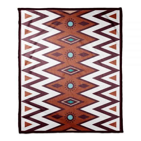 Rust Southwest Tribal Pattern 50x60 Coral Fleece Blanket