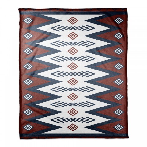 Rust Southwest Tribal Pattern 50x60 Coral Fleece Blanket