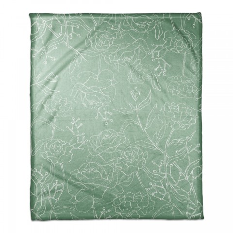 Sage Pencil Flowers 50x60 Coral Fleece Blanket
