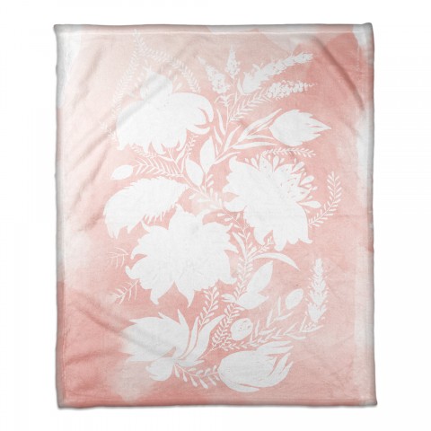 Blush Floral Sun Print 50x60 Coral Fleece Blanket
