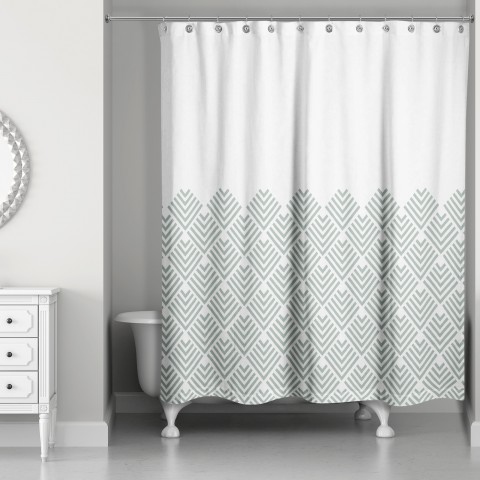 Sage Diamond Pattern 71x74 Shower Curtain