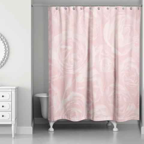 Millennial Pink Blooms 71x74 Shower Curtain