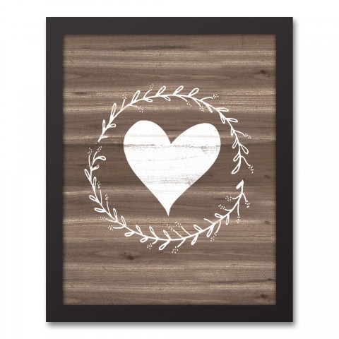 Heart Wreath 11x14 Black Framed Canvas