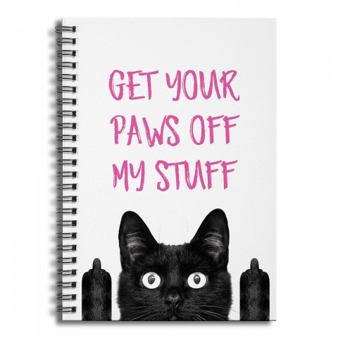 Get Your Paws Off My Stuff 6x8 Ruled Spiral Notebook