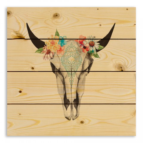 Flower Crown Skull 14x14 Pallet Wood Art