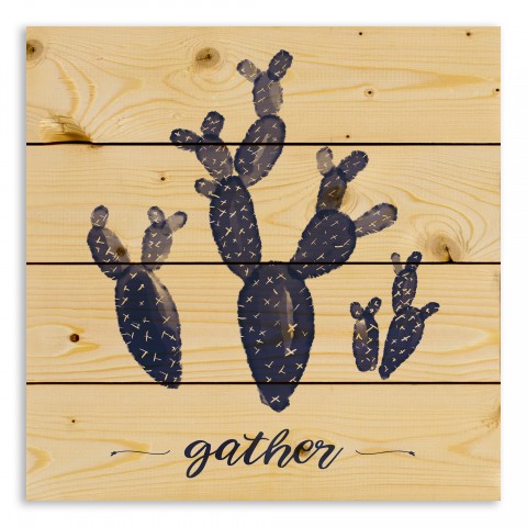 Blue Cactus Gather 14x14 Pallet Wood Art