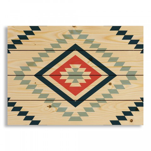 Blue Tribal Pattern 20x14 Pallet Wood Art