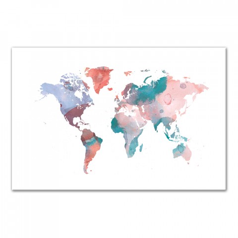 Jewel Tones World Map 24x36 Canvas Wall Art