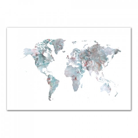 Greige World Map 24x36 Canvas Wall Art