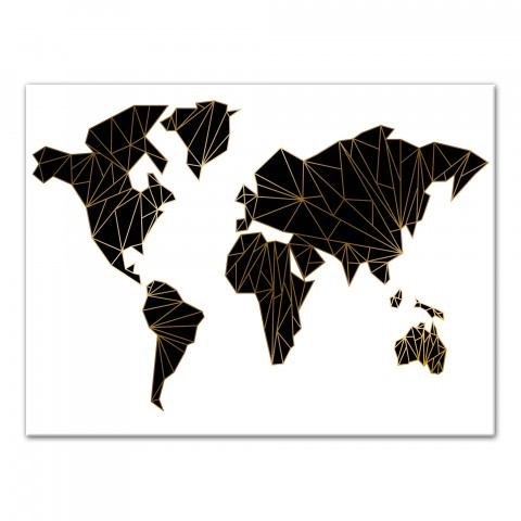 Geometric World Map 30x40 Canvas Wall Art