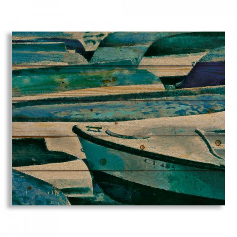 Colorful Bobbing Boats 22x18 Pallet Wood Art