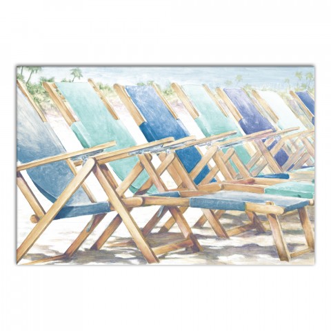 Blue Beach Lounge Chairs 20x30 Canvas Wall Art