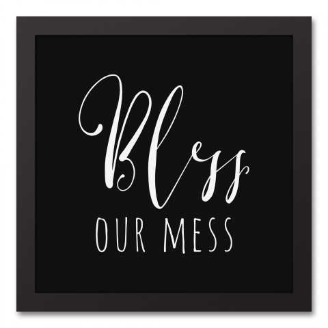 Bless Our Mess 12x12 Black Framed Canvas