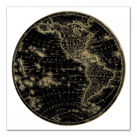 Globe Circle Print 2 24x24 Canvas Wall Art