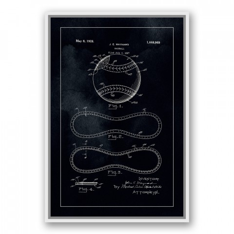 Baseball Patent Print 1928 20x30 Black Floating Framed Canvas