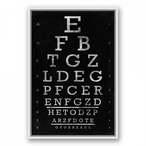 Vintage Eye Chart 20x30 Black Floating Framed Canvas