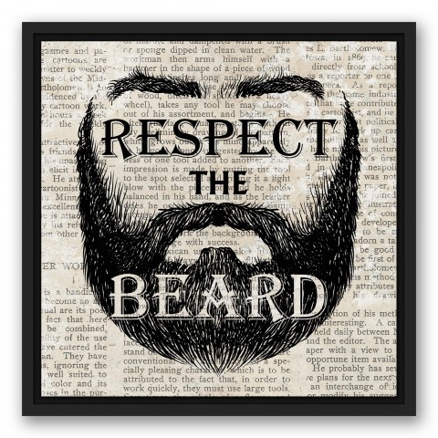 Respect the Beard 16x16 Black Floating Framed Canvas
