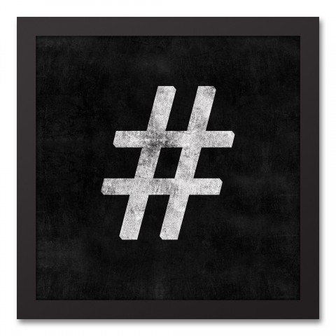 Vintage Hashtag 12x12 Black Framed Canvas