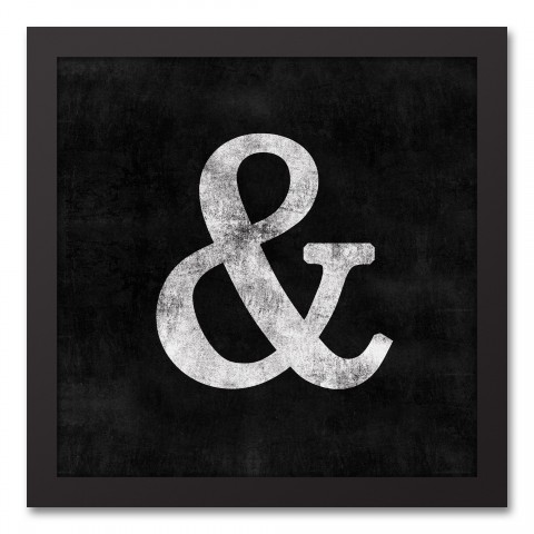 Vintage Ampersand 12x12 Black Framed Canvas