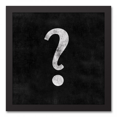 Vintage Question Mark 12x12 Black Framed Canvas
