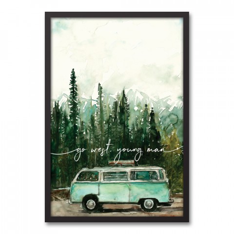 Go West Young Man 20x30 Black Framed Canvas