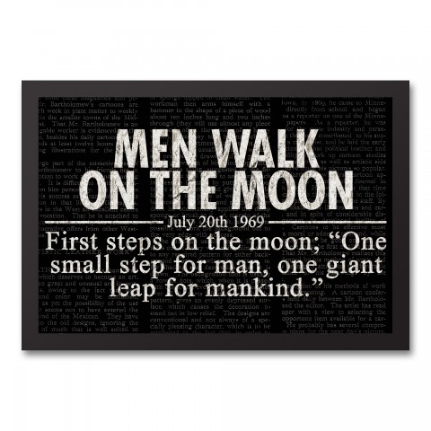 Men Walk on the Moon Headline 12x18 Black Framed Canvas
