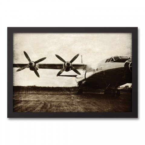 Vintage Plane 12x18 Black Framed Canvas