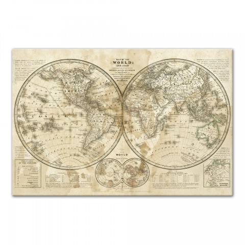Distressed World Map 20x30 Canvas Wall Art
