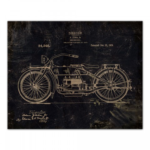 Motorcycle Patent Print 1919 16x20 Canvas Wall Art