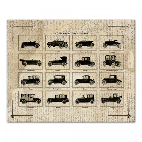 Vintage Automobile Forms 16x20 Canvas Wall Art
