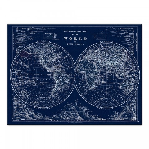 Hemispheres Blueprint 30x40 Canvas Wall Art