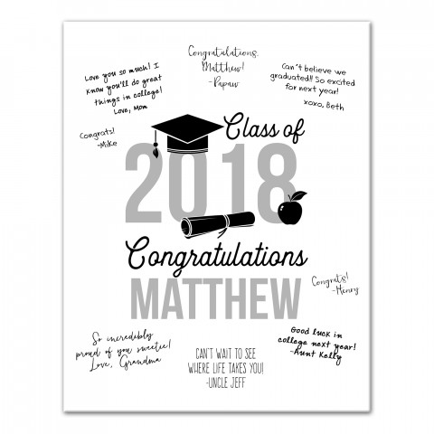 Graduation Cap and Diploma 11x14 Personalized Canvas Wall Art