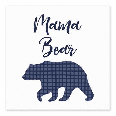 Mama Bear Navy Check 6x6 Tabletop Canvas