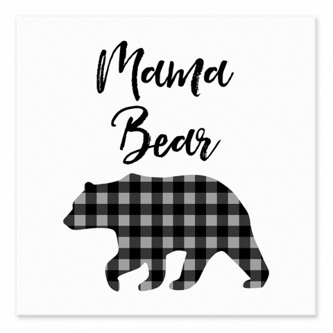 Mama Bear Buffalo Check 6x6 Tabletop Canvas
