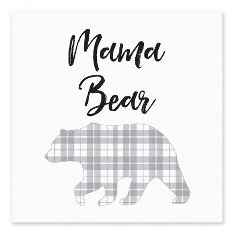Mama Bear Gray Plaid 6x6 Tabletop Canvas