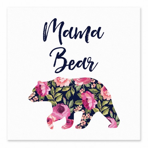 Mama Bear Navy Floral 6x6 Tabletop Canvas