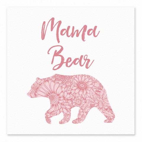 Mama Bear Pink Floral 6x6 Tabletop Canvas