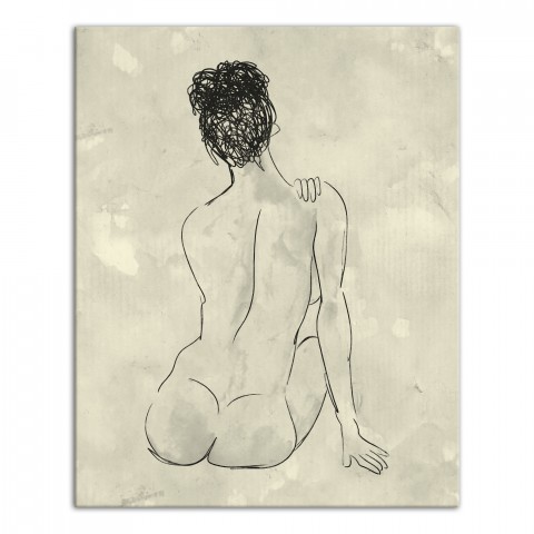 Back of a Nude Woman Sketch 24x30 Canvas Wall Art